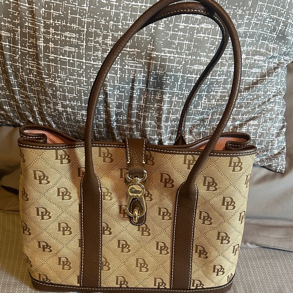 Dooney & Bourke Tan and Brown Monogram Tote